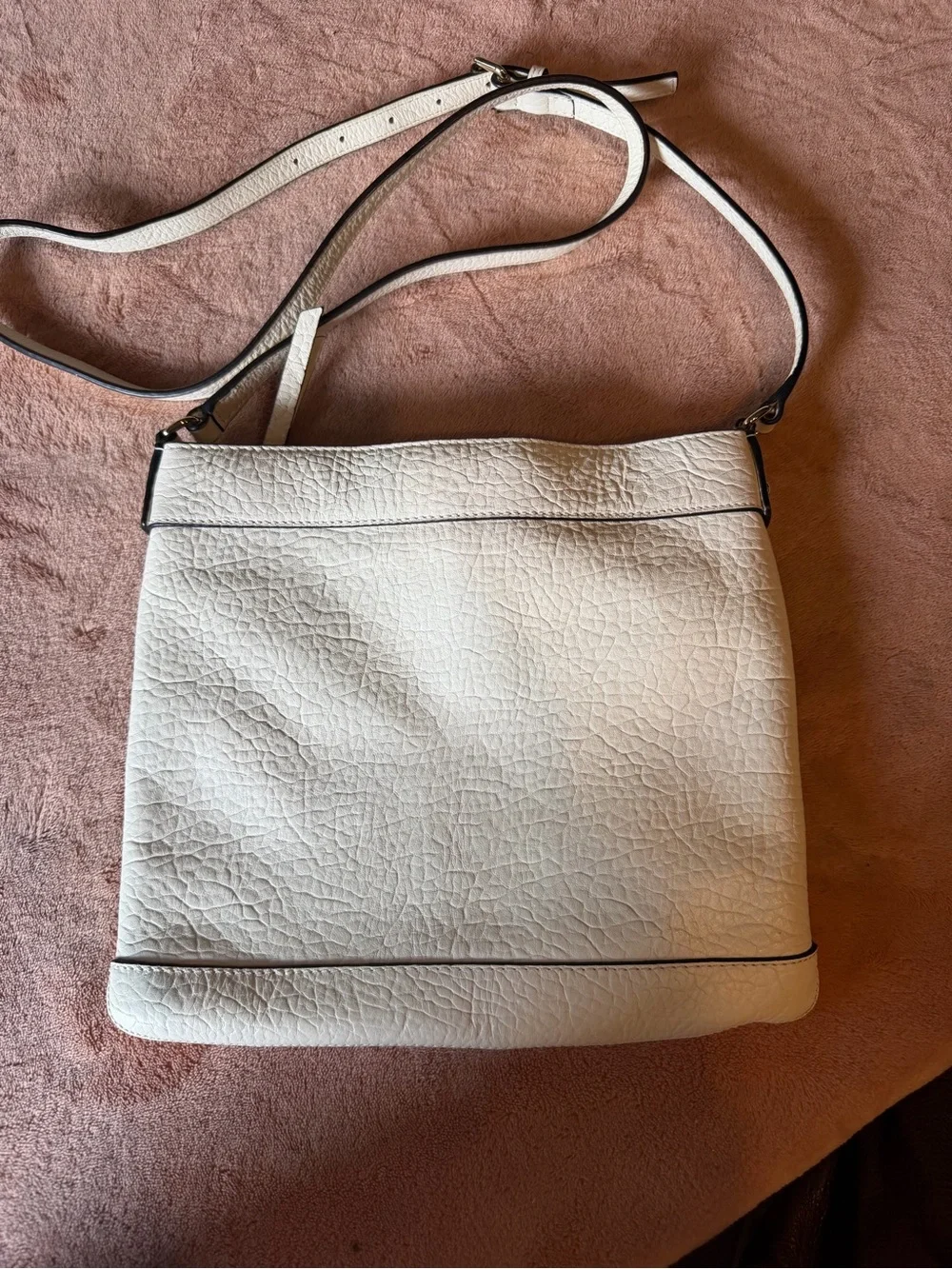 kate spade White Perforated Leather Crossbody with Gold Hardware